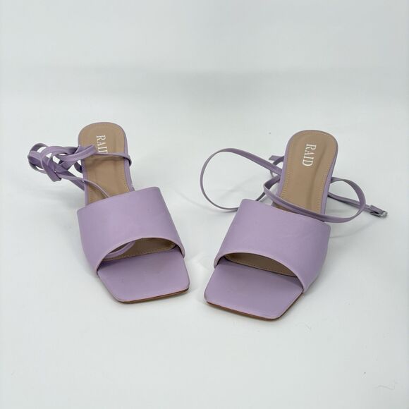 Asos Raid Naya Tie Ankle Mid Heeled Sandals In Lilac  US 7 - Picture 7 of 11